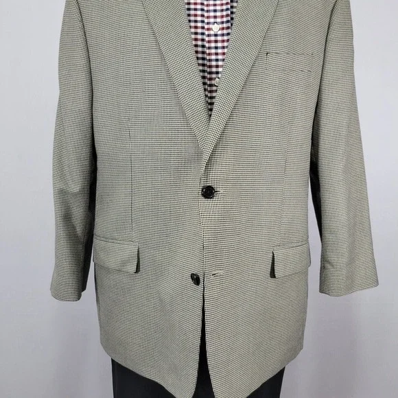 Michael‎ Kors Men's Sport Coat Blazer Two Button Houndstooth Poly Blend 48S